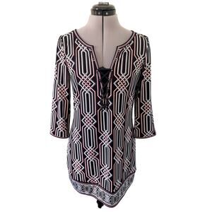 White House Black Market Geometric Print Tunic Top size S